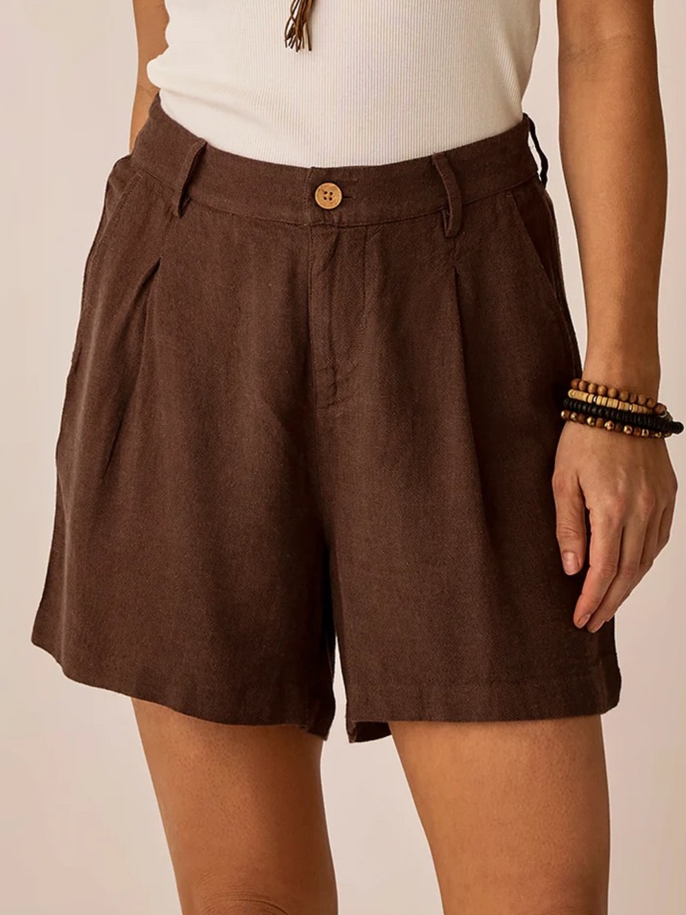 Carve Designs Suki Linen High-Waist Pleated Shorts NWT